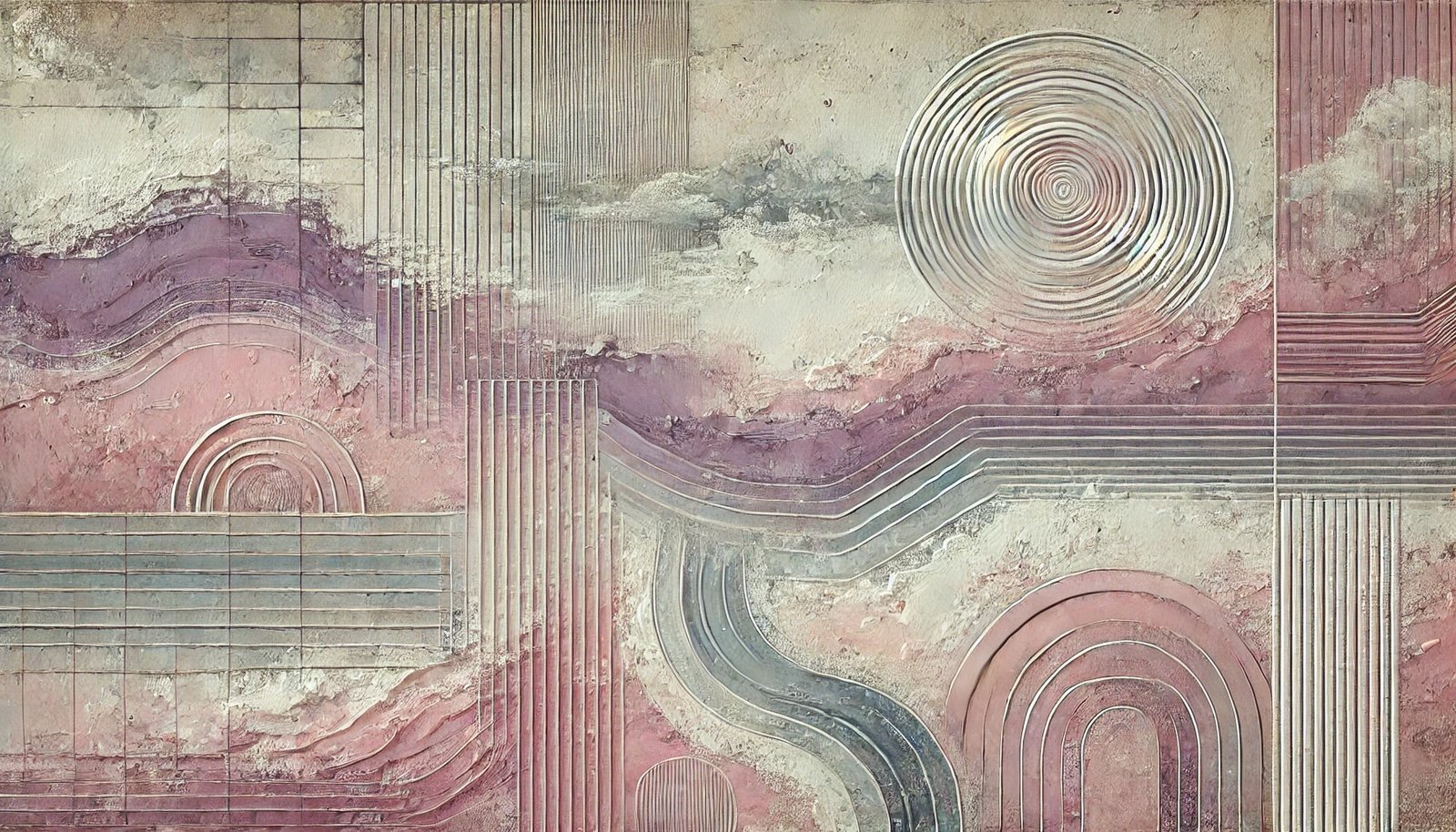 Pink Gears oversized wall art on stretched canvas